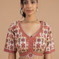 The Elegance Off-White Bead-Trimmed Silk Blouse
