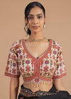 The Elegance Off-White Bead-Trimmed Silk Blouse