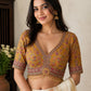 The Royal Mustard Bead-Trim Silk Blouse