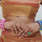 Mustard Golden Zari Lace Crush Tissue Saree