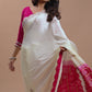Royal Ivory & Rani Pink Designer Saree