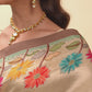 Gilded Garden Champagne Silk Saree