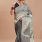 Monochrome Mirage Wave Saree