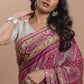Magenta Floral Zari Weaving Banarasi Silk Saree”