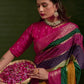 Magenta with Multicolored Stripes Dola Silk Ready to Wear Saree